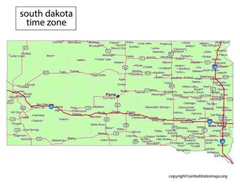 South Dakota map with time zones